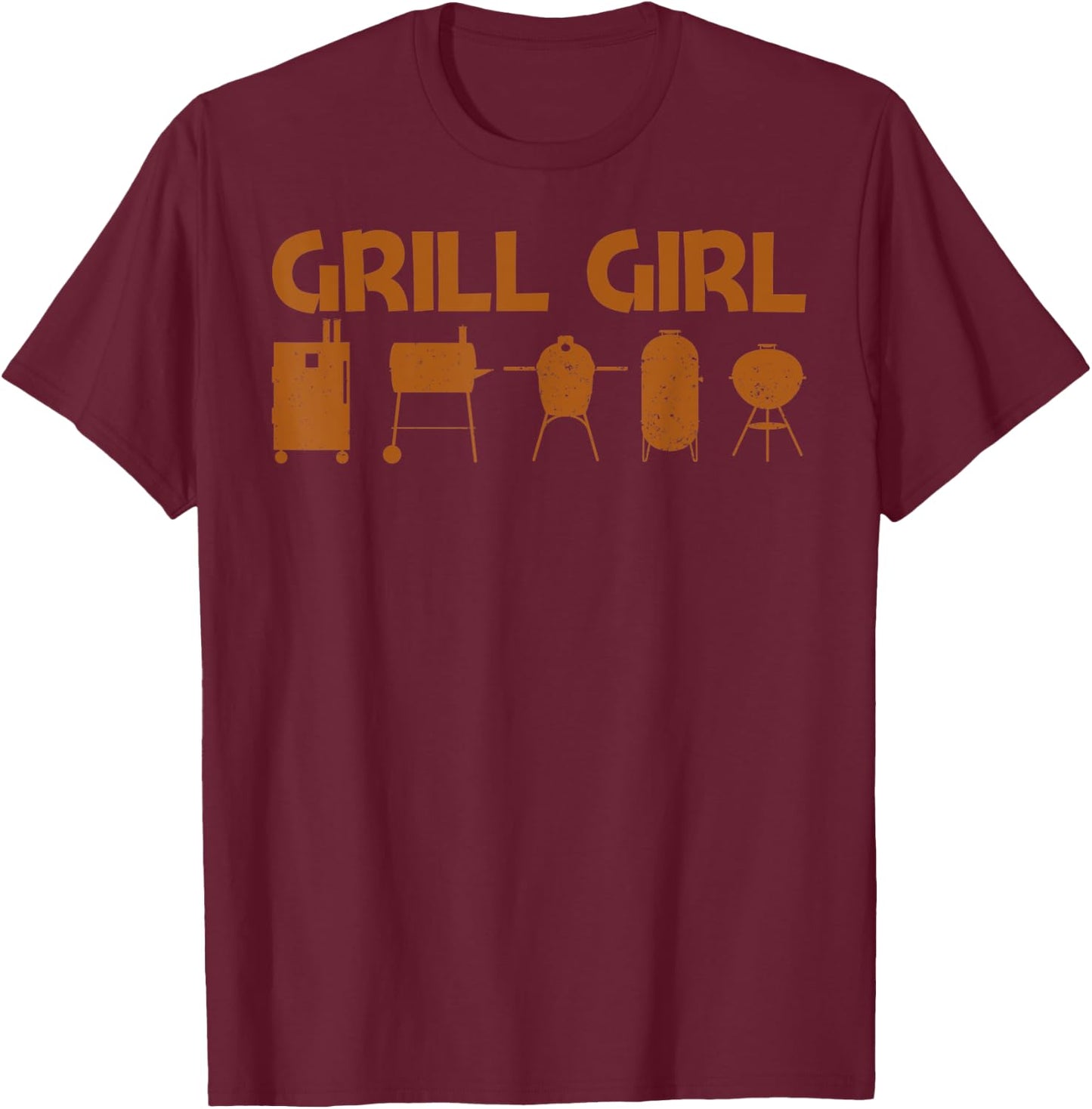 Funny Grill Gift Girls Kids Grilling BBQ Smoked Meat Fan T-Shirt - T-Shirt | Maroon