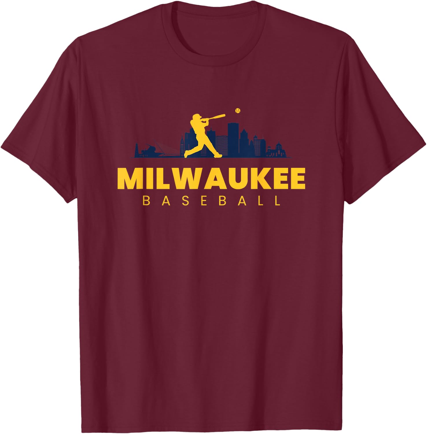 Milwaukee Baseball Vintage Minimalist Retro Baseball Lover T-Shirt - T-Shirt | Maroon