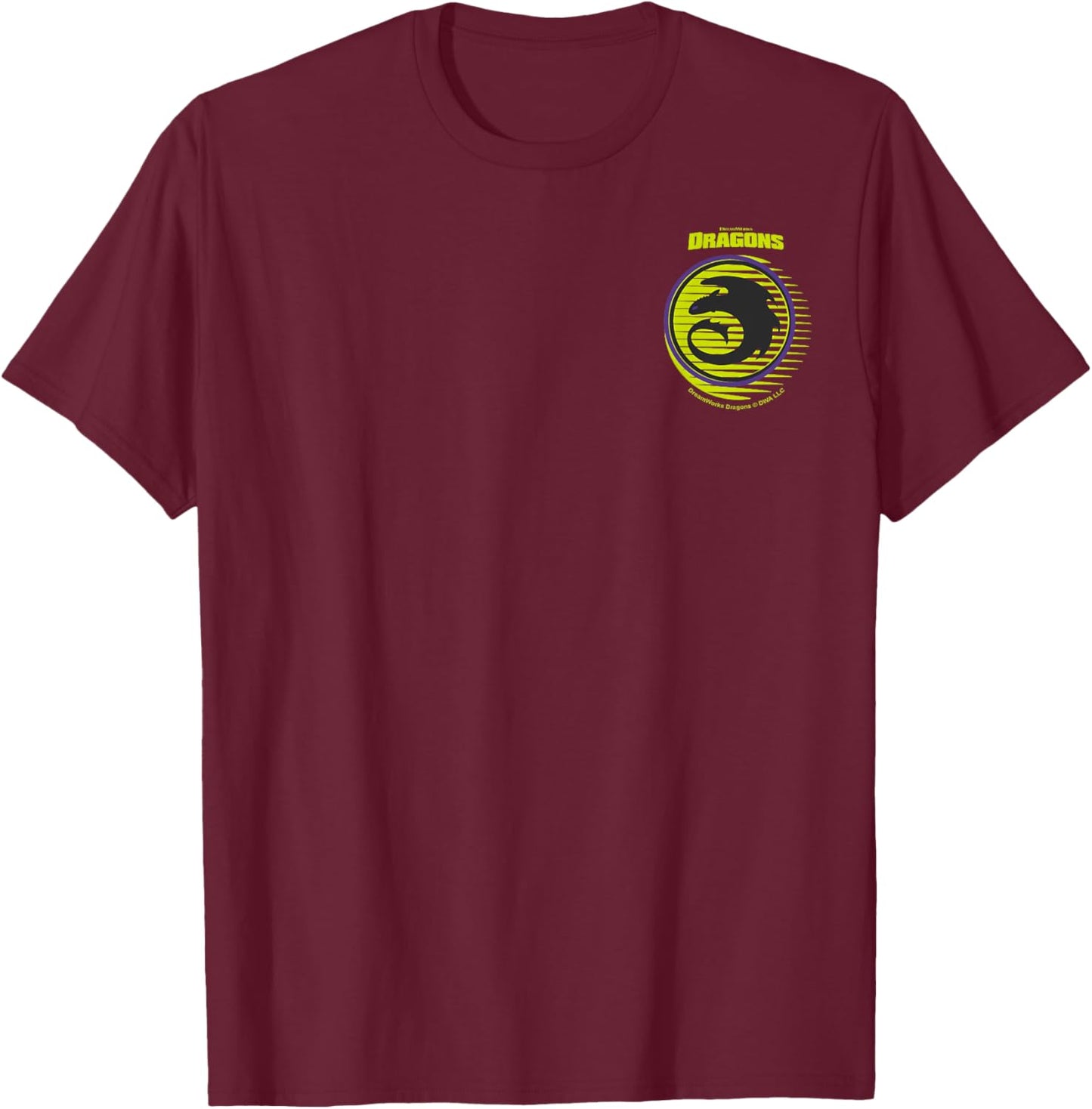 How to Train Your Dragon Night Fury Silhouette Pocket Logo T-Shirt - T-Shirt | Maroon
