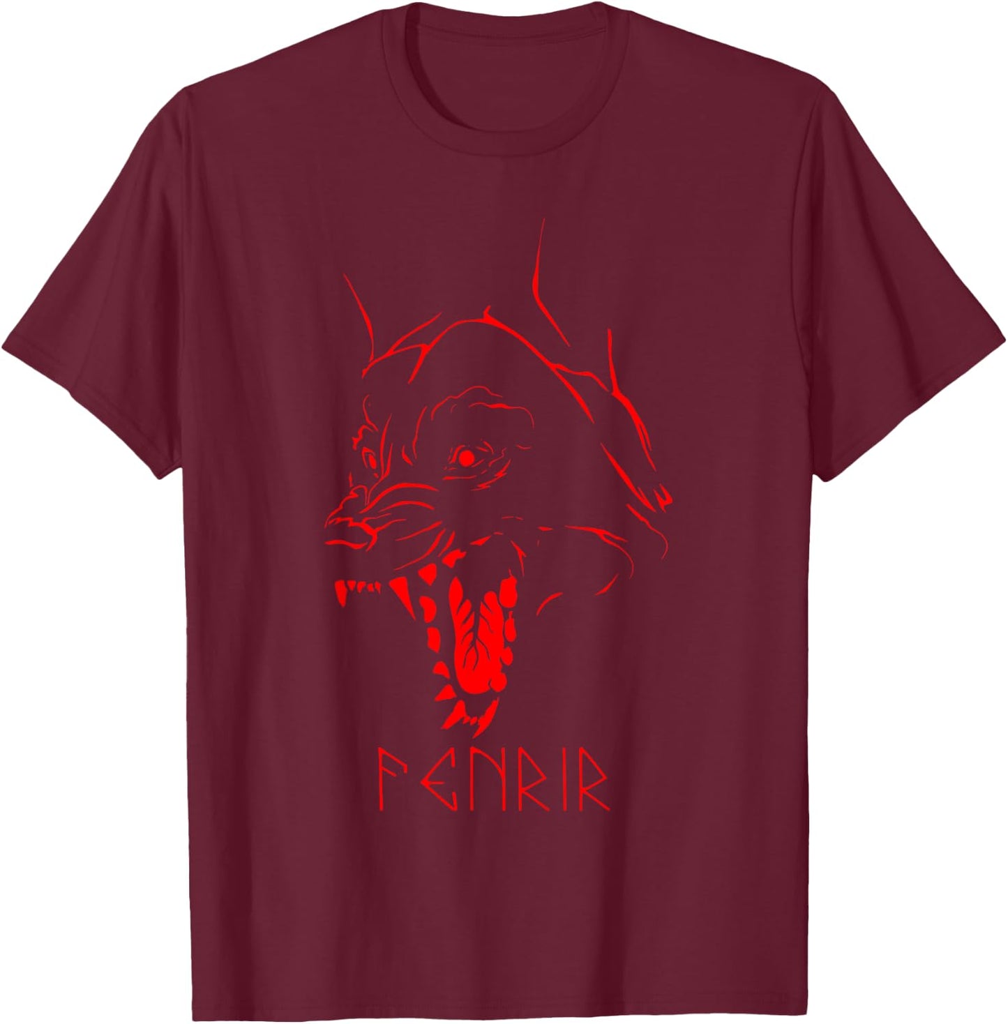 Fenrir Wolf Of Odin Old Norse Mythology Viking Celtic Fenris T-Shirt - T-Shirt | Maroon