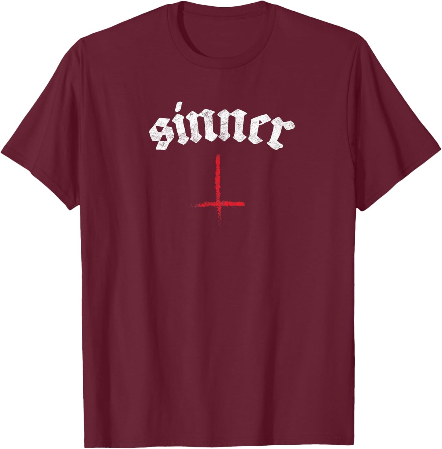 Occult Sinner Antichrist Gothic Grunge Satan Devil Black 666 T-Shirt - T-Shirt | Maroon