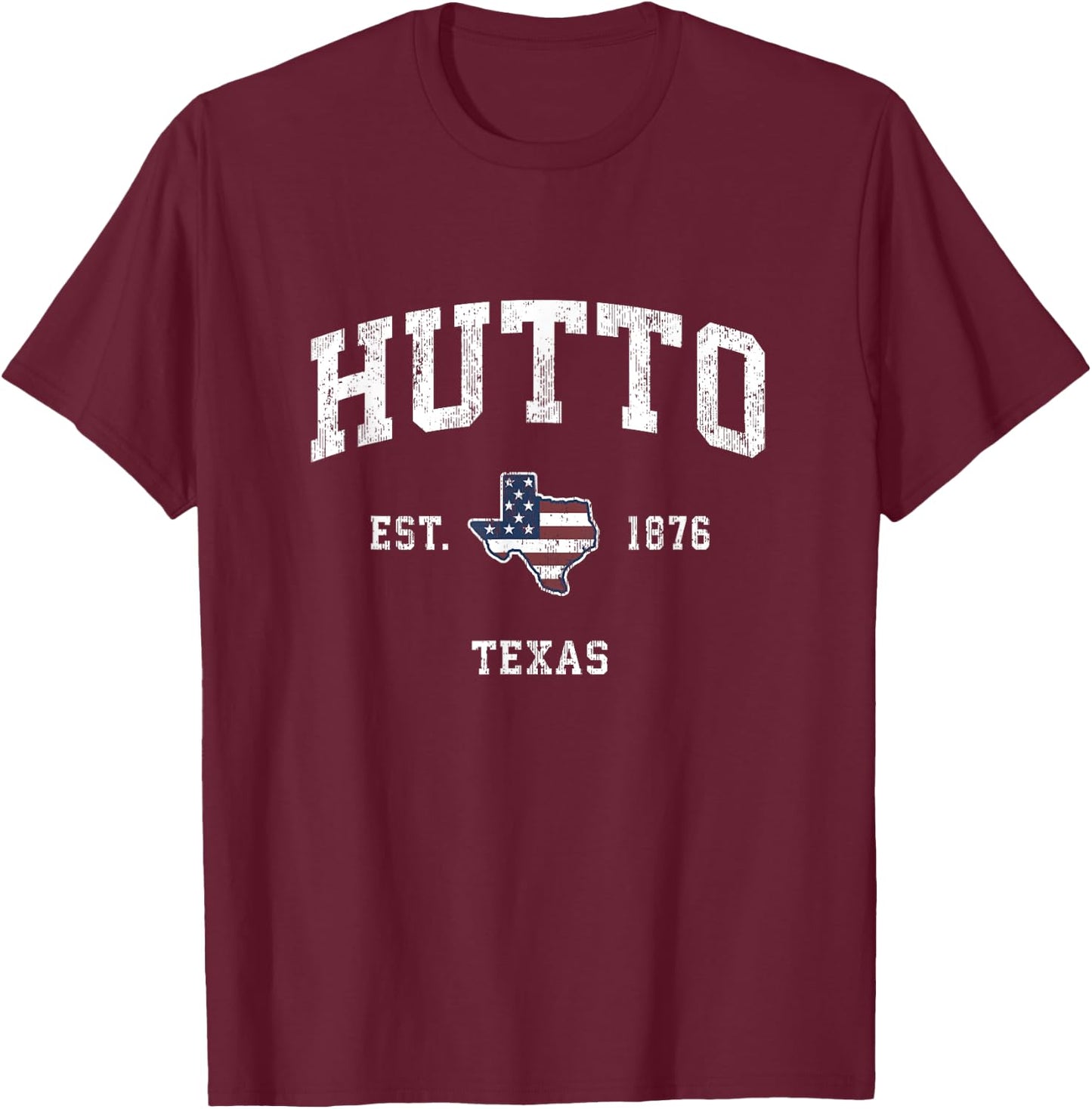 Hutto Texas TX Vintage American Flag Sports Design Kids Men T-Shirt - T-Shirt | Maroon