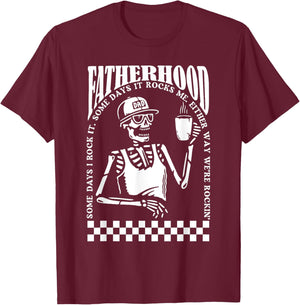 Fatherhood Tour Some Days I Rock It Some Days It Rocks Me T-Shirt - T-Shirt | Maroon