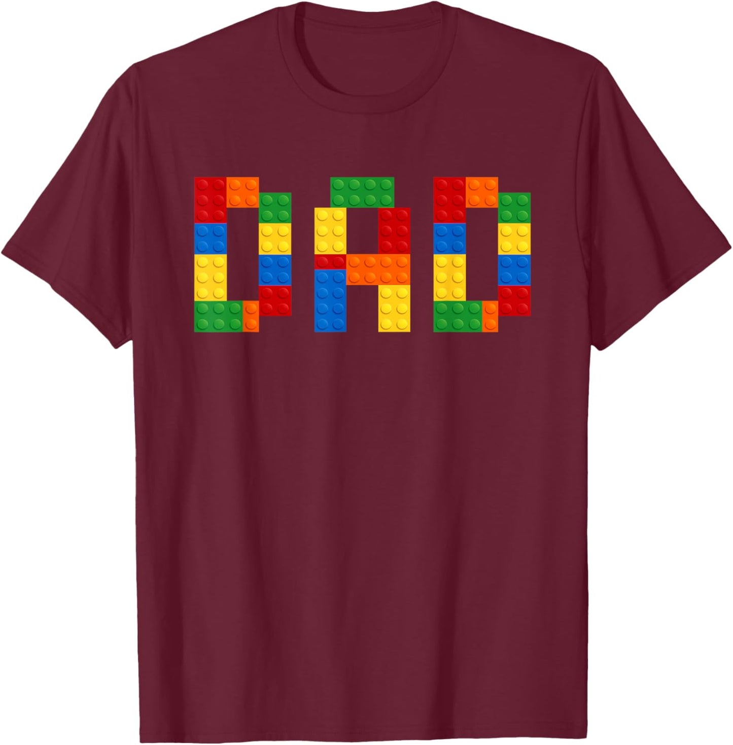 Dad Of The Birthday Boy Building Blocks Bricks Builder Funny T-Shirt - T-Shirt | Maroon