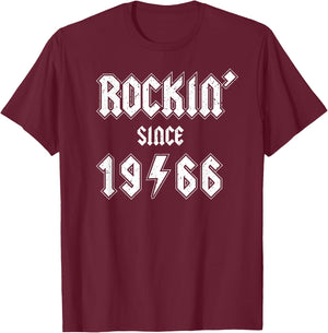 Rockin' Since 1966, Gen X Boomer Rocker Celebrate Birth Year T-Shirt - T-Shirt | Maroon