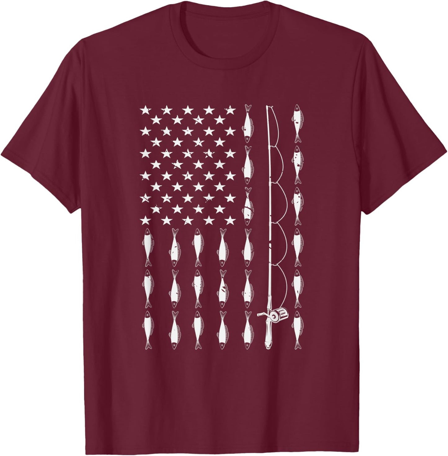Patriotic Animal Lover Fishermen Gift Fish T-Shirt - T-Shirt | Maroon