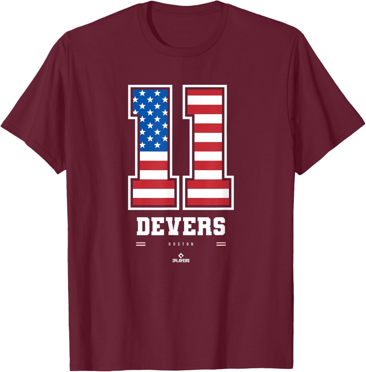 Rafael Devers - US Flag Number T-Shirt - T-Shirt | Maroon