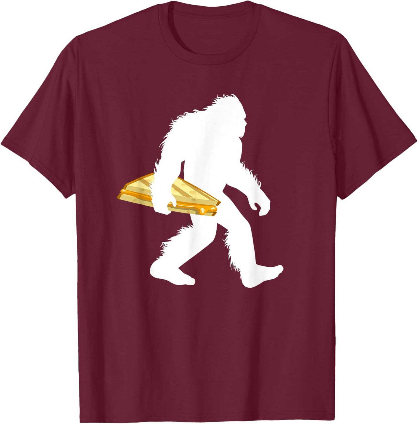 Bigfoot With Grilled Cheese Sasquatch Sandwich T-Shirt - T-Shirt | Maroon