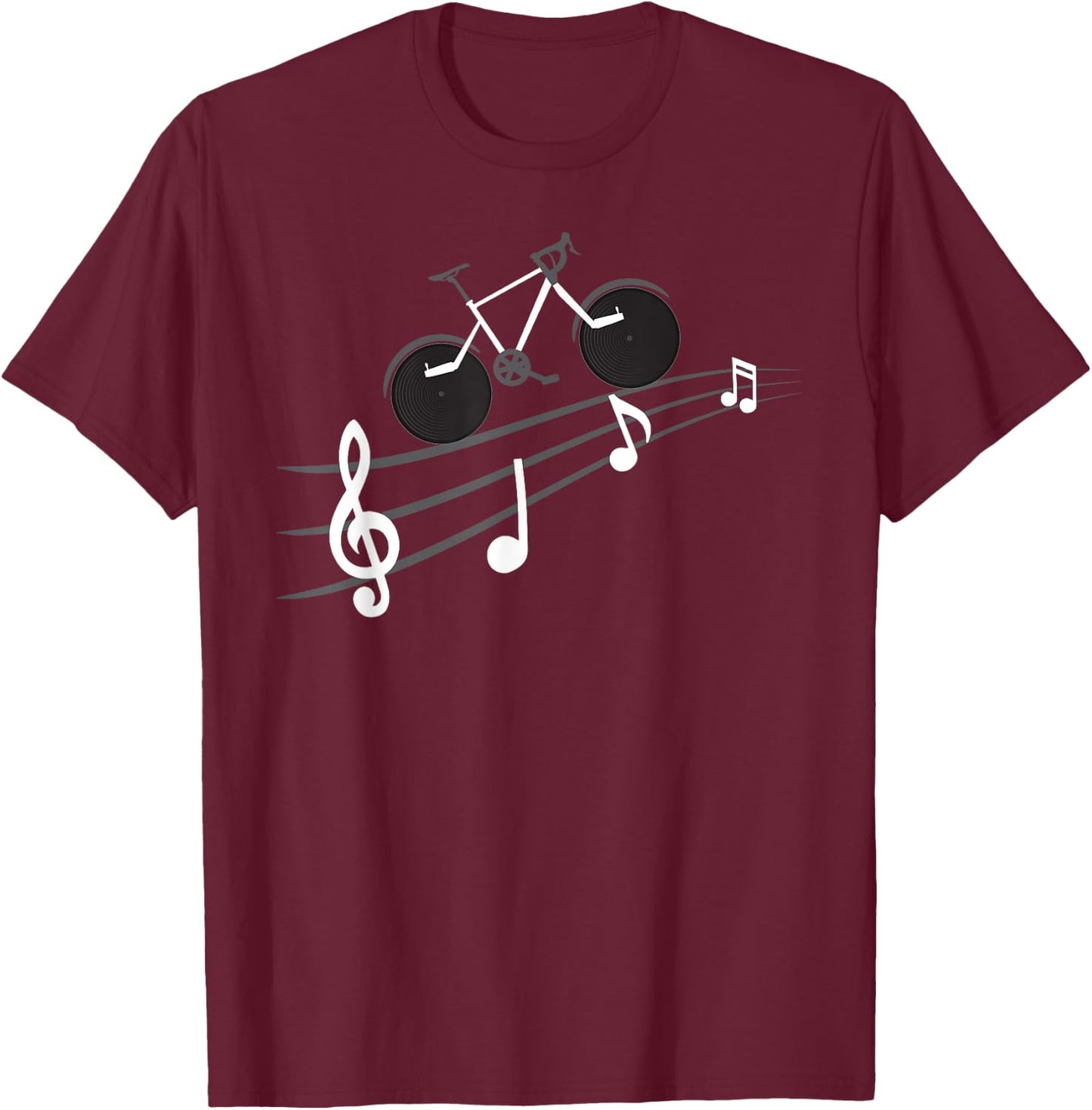 Bicycling Music Bike Music Cycling Gift T-Shirt - T-Shirt | Maroon