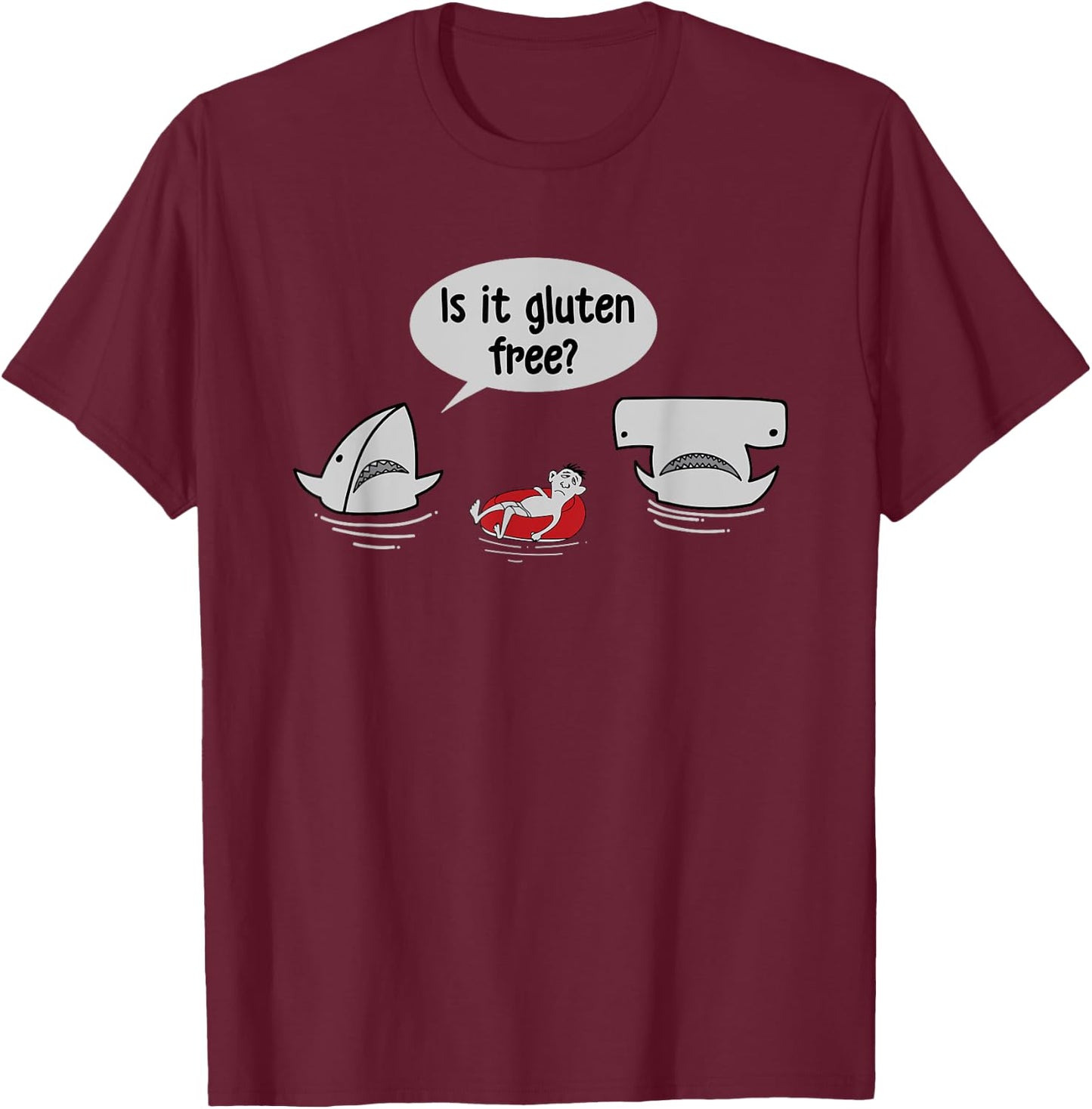 Is This Gluten Free Funny Shark Snack Marine Biologist T-Shirt - T-Shirt | Maroon