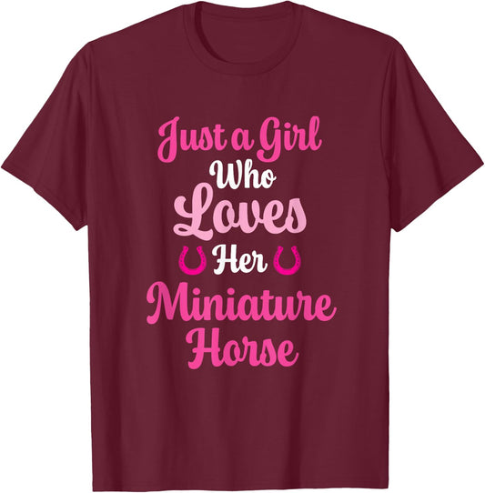 Miniature Horse Gift Love Their Miniature Horse T-Shirt - T-Shirt | Maroon