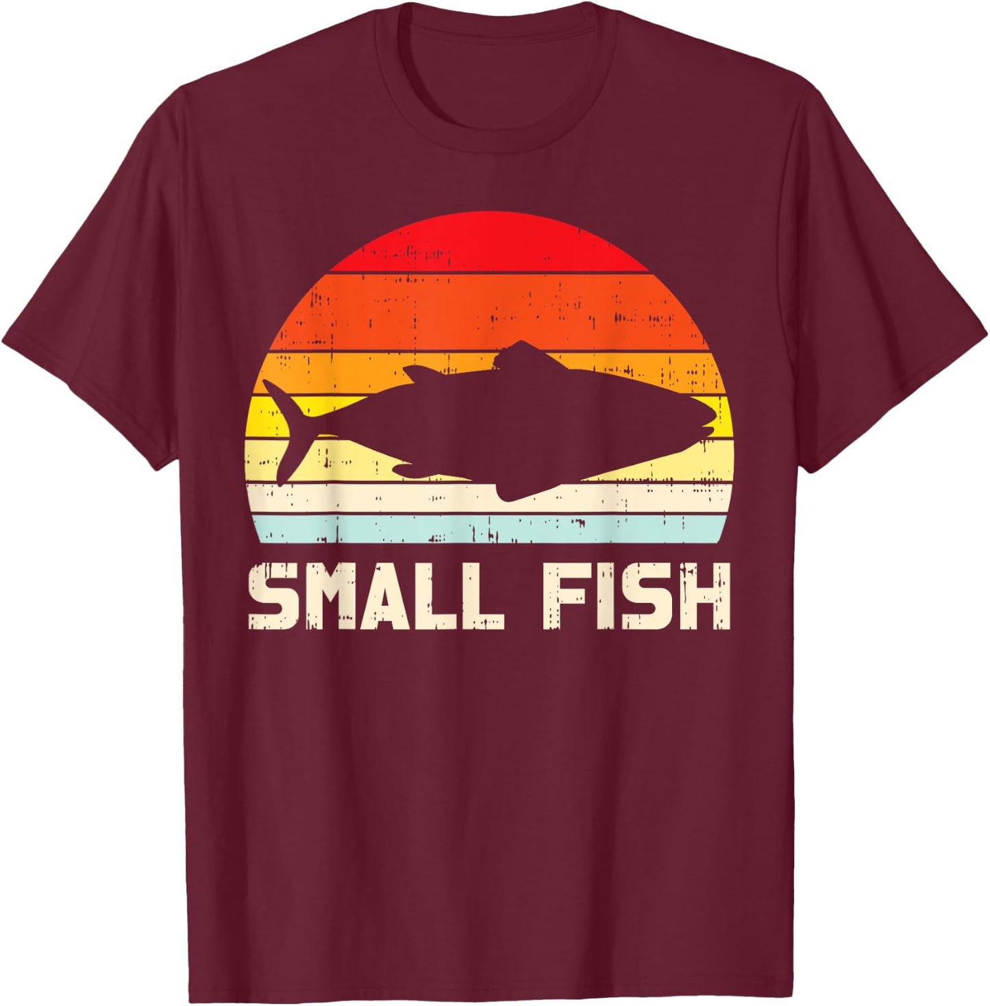 Small Fish Retro Bass Fishing Family Matching Son Boys Gift T-Shirt - T-Shirt | Maroon