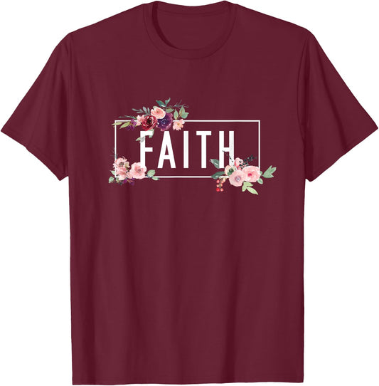 Modern Flora Flowers Bouquet Design. Spiritual Woman Faith T-Shirt - T-Shirt | Maroon