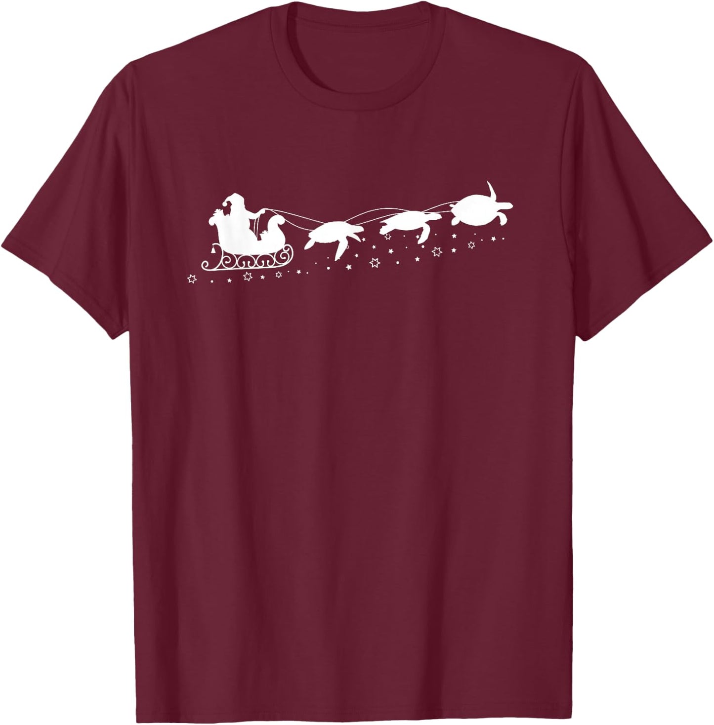 Santa Sleigh Sea Turtles Christmas Sea Turtle Lovers T-Shirt - T-Shirt | Maroon