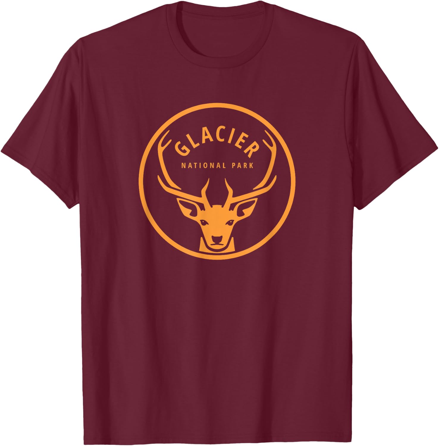Glacier National Park Vintage Elk Souvenir Retro Gift T-Shirt - T-Shirt | Maroon