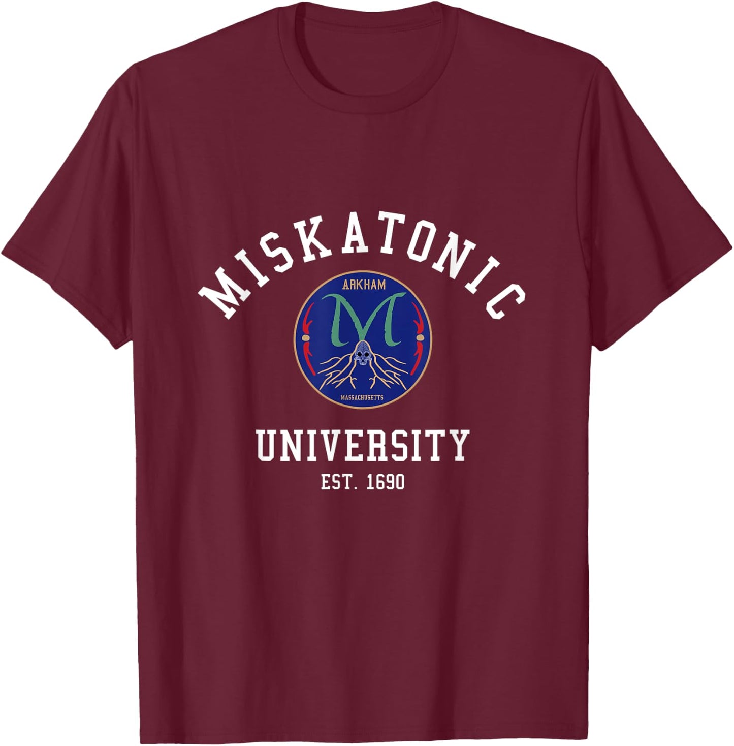 Miskatonic University - emblem logo T-Shirt - T-Shirt | Maroon