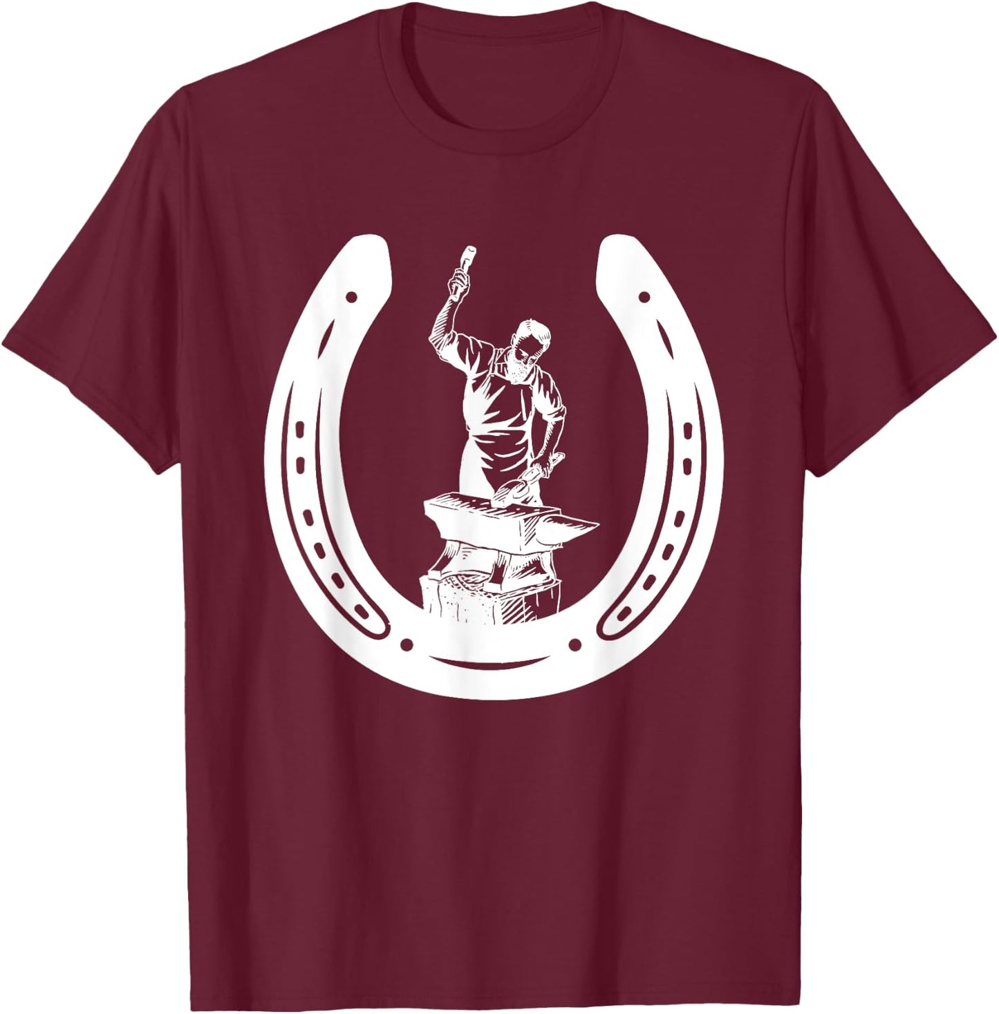 Farrier Horse Shoe Blacksmith Horse Lover Cowboy Cowgirl T-Shirt - T-Shirt | Maroon