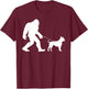 Fun Bigfoot Sasquatch Walking Pitbull Gag Gift T-Shirt - T-Shirt | Maroon