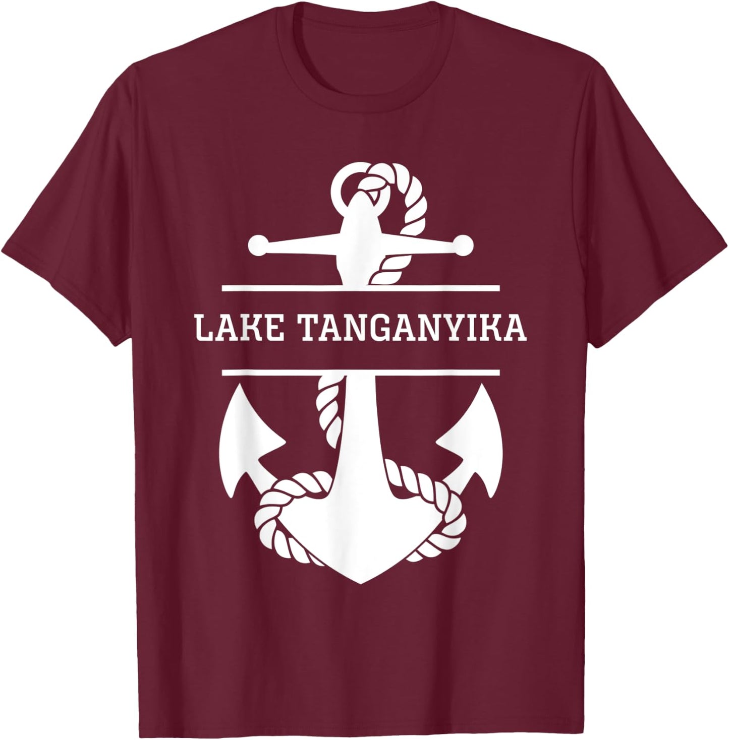 Lake Tanganyika Africa Nautical T-Shirt - T-Shirt | Maroon