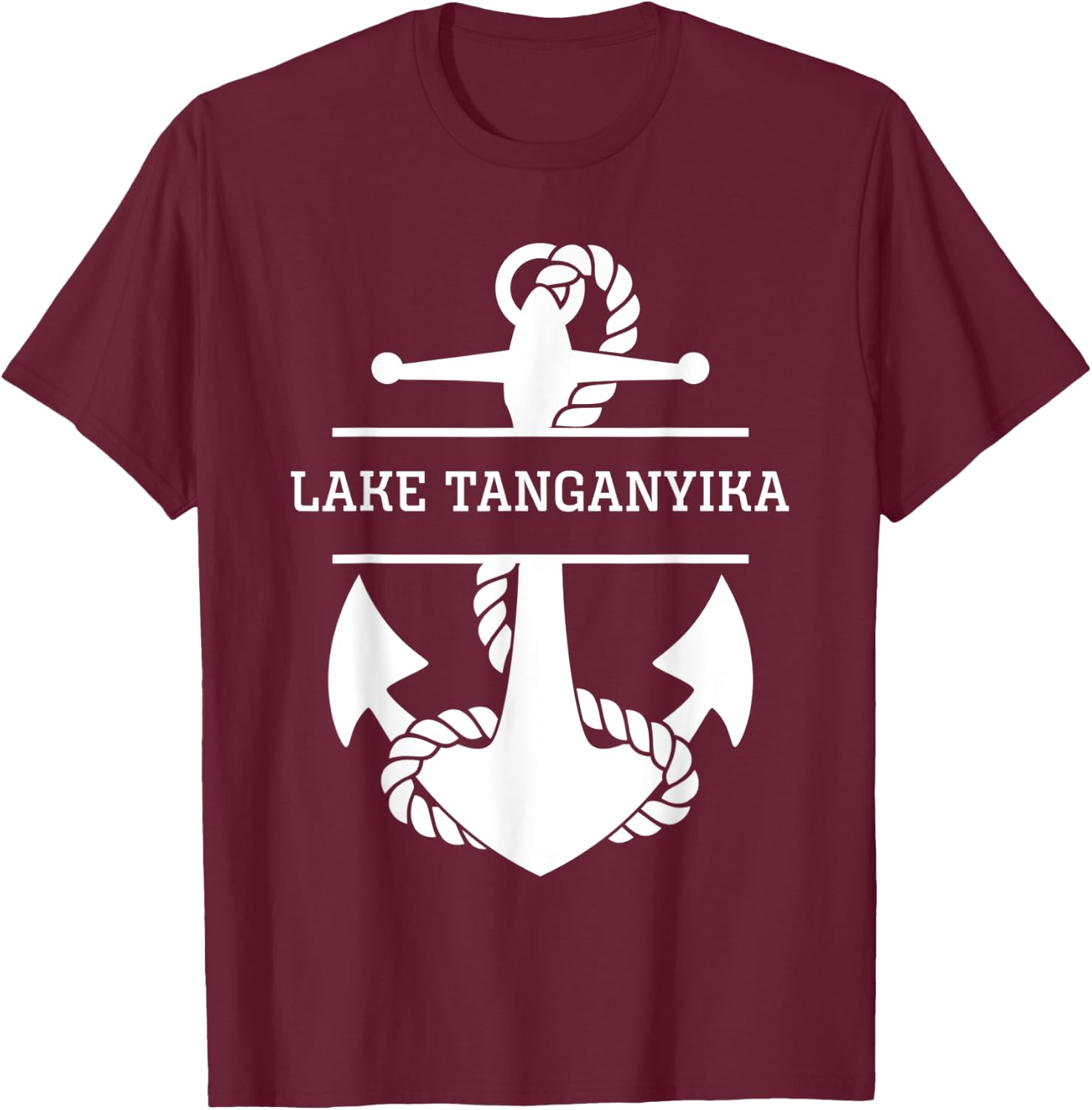 Lake Tanganyika Africa Nautical T-Shirt - T-Shirt | Maroon