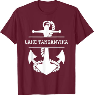 Lake Tanganyika Africa Nautical T-Shirt - T-Shirt | Maroon