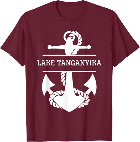 Lake Tanganyika Africa Nautical T-Shirt - T-Shirt | Maroon