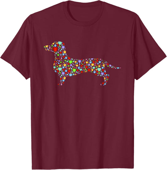 Dachshund Heart Silhouette Gift Owner Dachshunds Dog Lover T-Shirt - T-Shirt | Maroon
