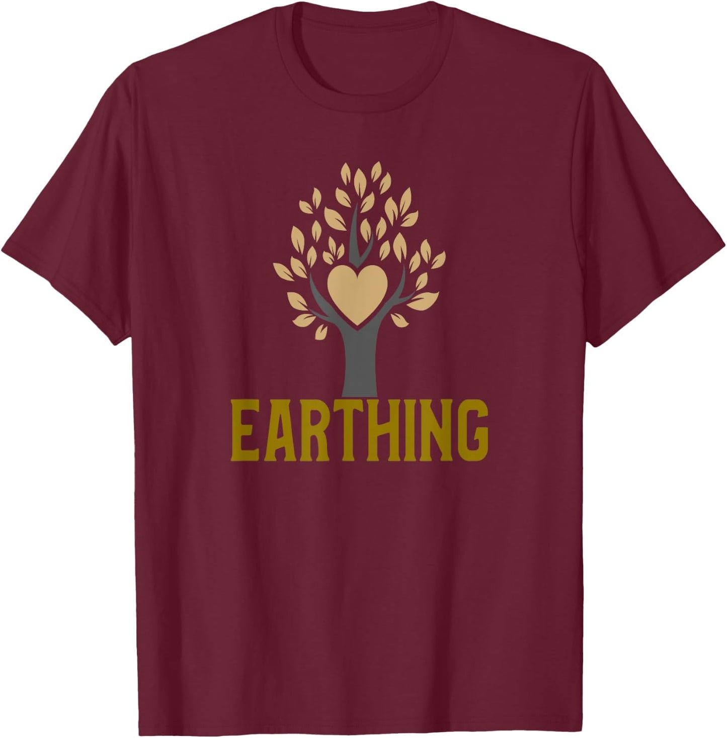 Earthing Heart Tree T-Shirt - T-Shirt | Maroon