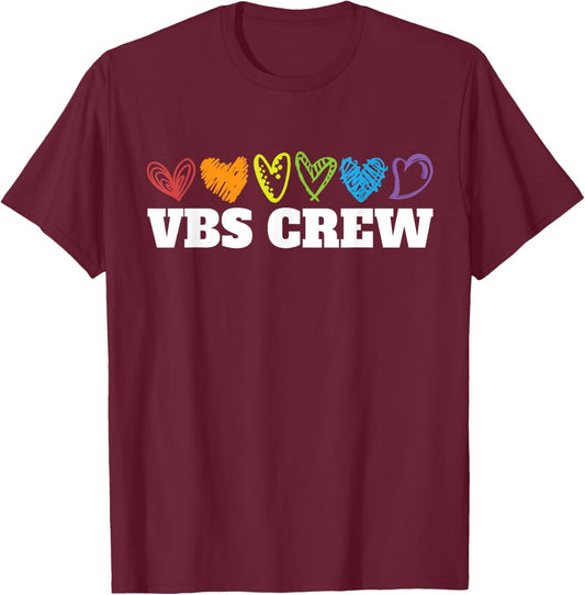 VBS Crew Hearts Vacation Bible School Squad Bible Study T-Shirt - T-Shirt | Maroon