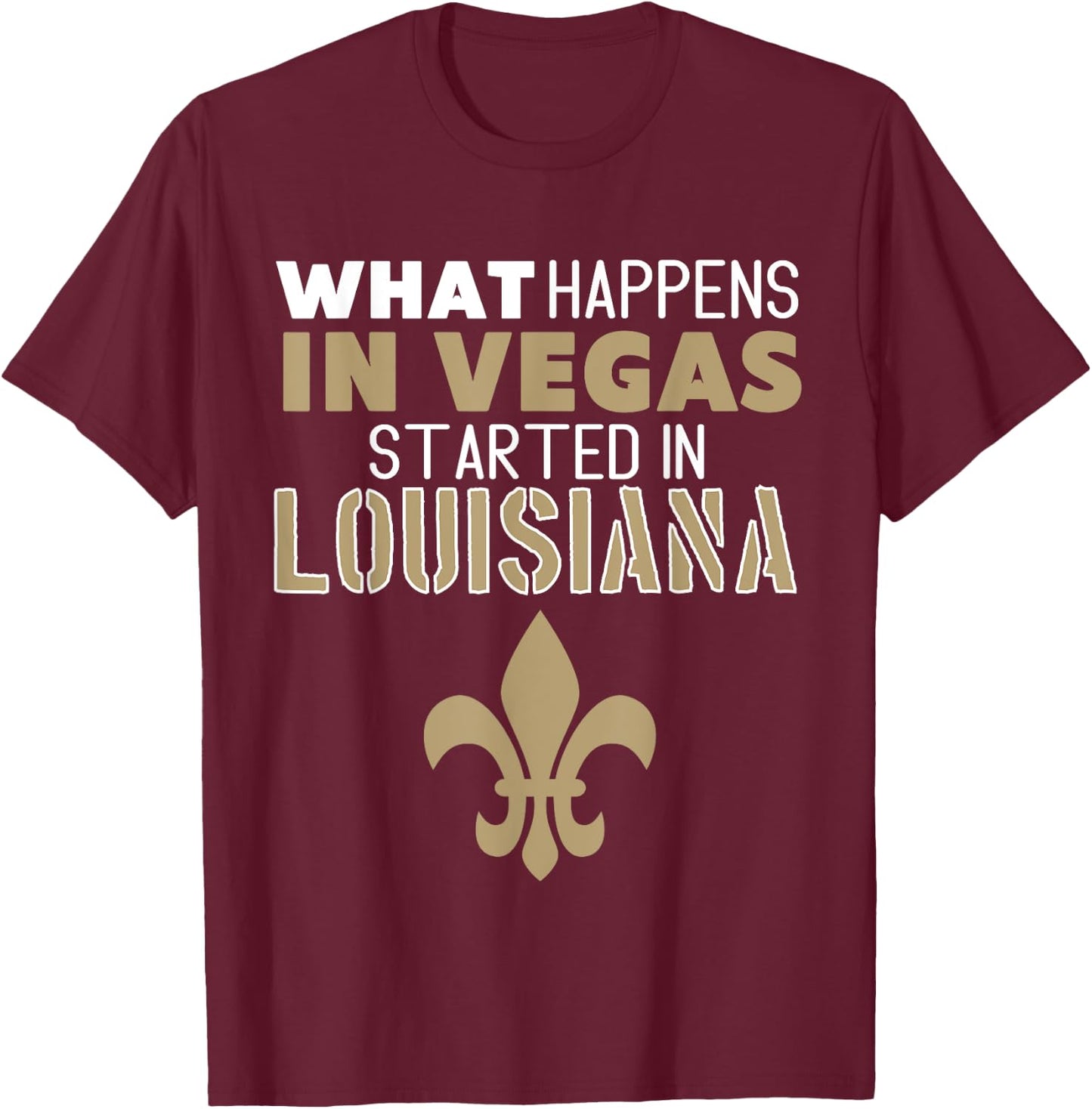 Louisiana Fan, Fleur De Lis, New Orleans, Black and Gold T-Shirt - T-Shirt | Maroon