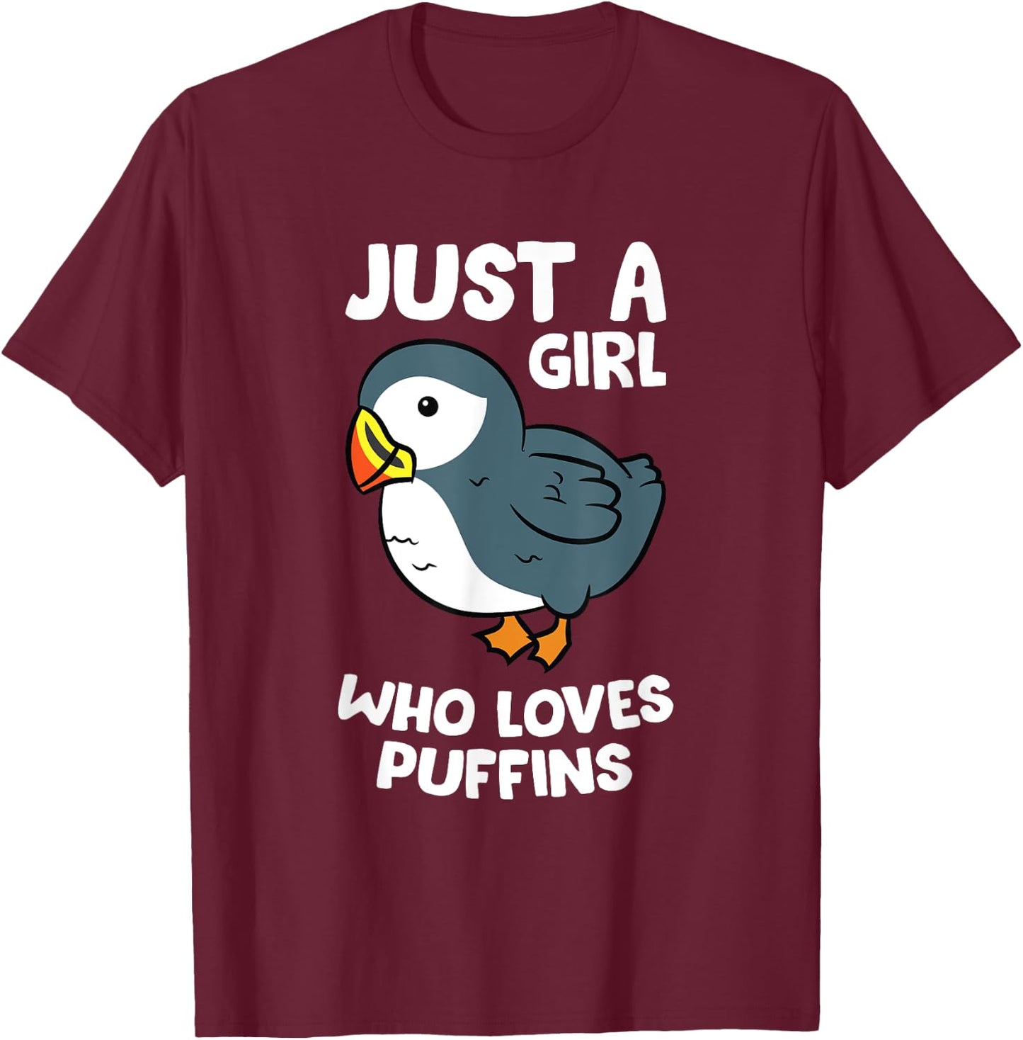 Just a Girl Who Loves Puffins Iceland Seabird Love Puffins T-Shirt - T-Shirt | Maroon