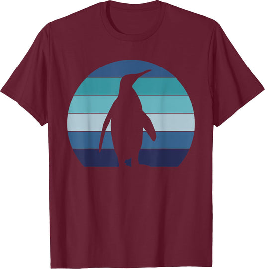 Antartica Animal Gift Retro Penguin T-Shirt - T-Shirt | Maroon