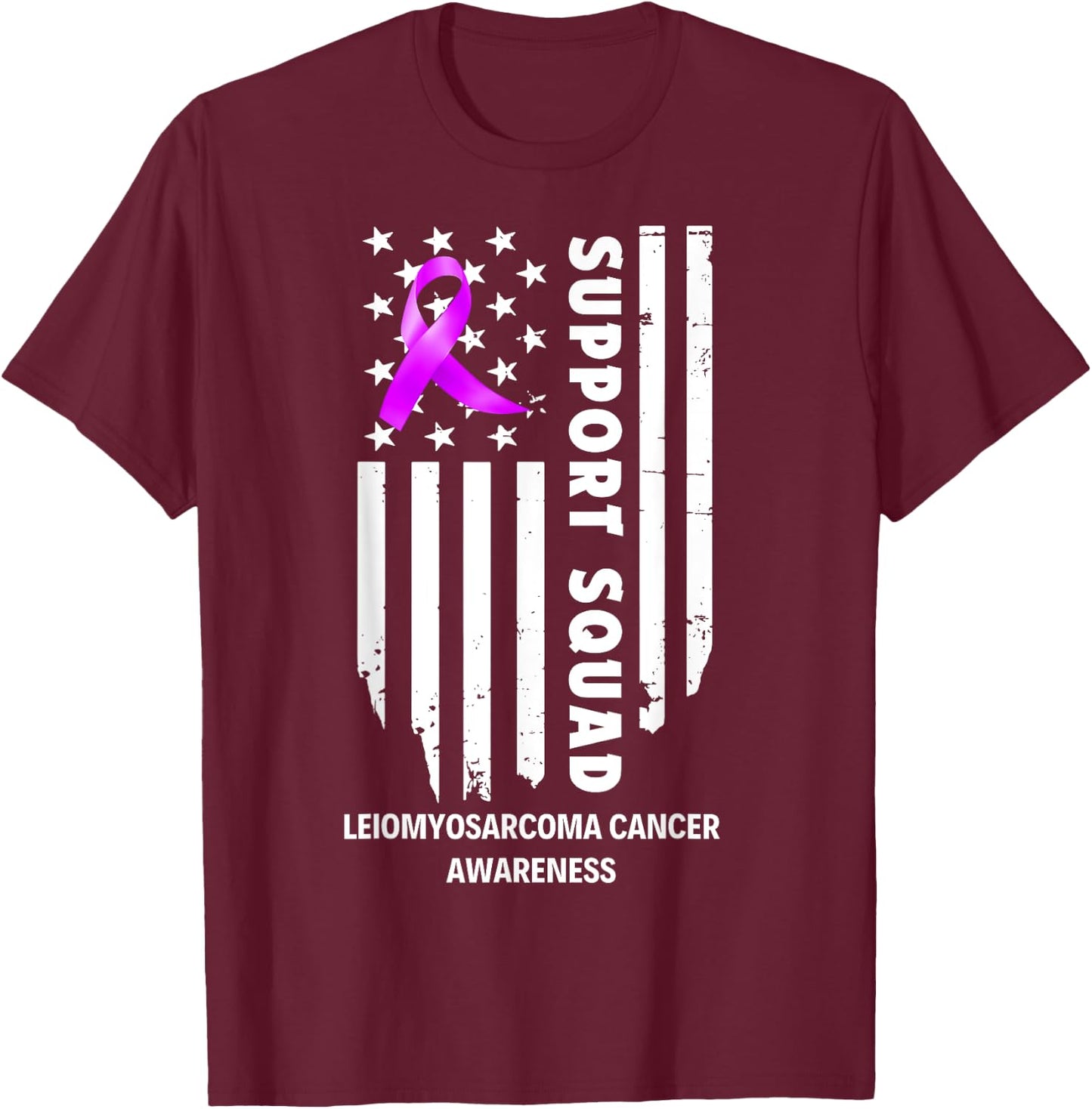 Leiomyosarcoma Cancer Awareness Support Team Squad T-Shirt - T-Shirt | Maroon