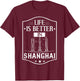 Shanghai China City Skyline Map Travel T-Shirt - T-Shirt | Maroon