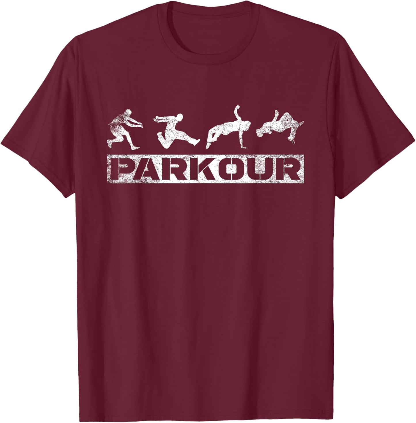 Cool Parkour Distressed Backflip Funny Free Running Parkour T-Shirt - T-Shirt | Maroon