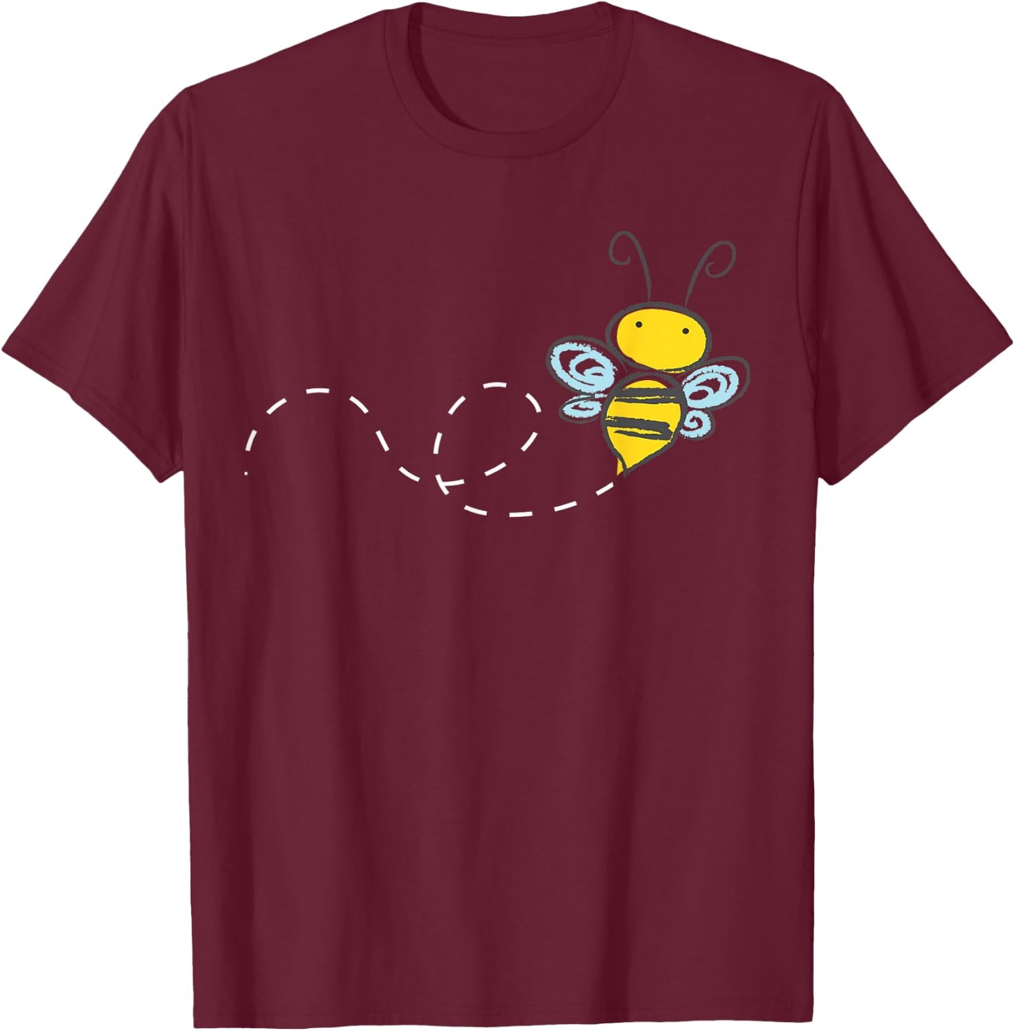 Bee Cartoon Bumble Honey Buzz Sketch Yellow T-Shirt - T-Shirt | Maroon