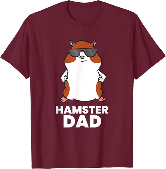 Hamster Dad Funny Hamster With Sunglasses T-Shirt - T-Shirt | Maroon