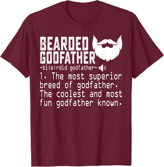 Bearded Godfather Definition Funny Father Grandpa Uncle Gift T-Shirt - T-Shirt | Maroon