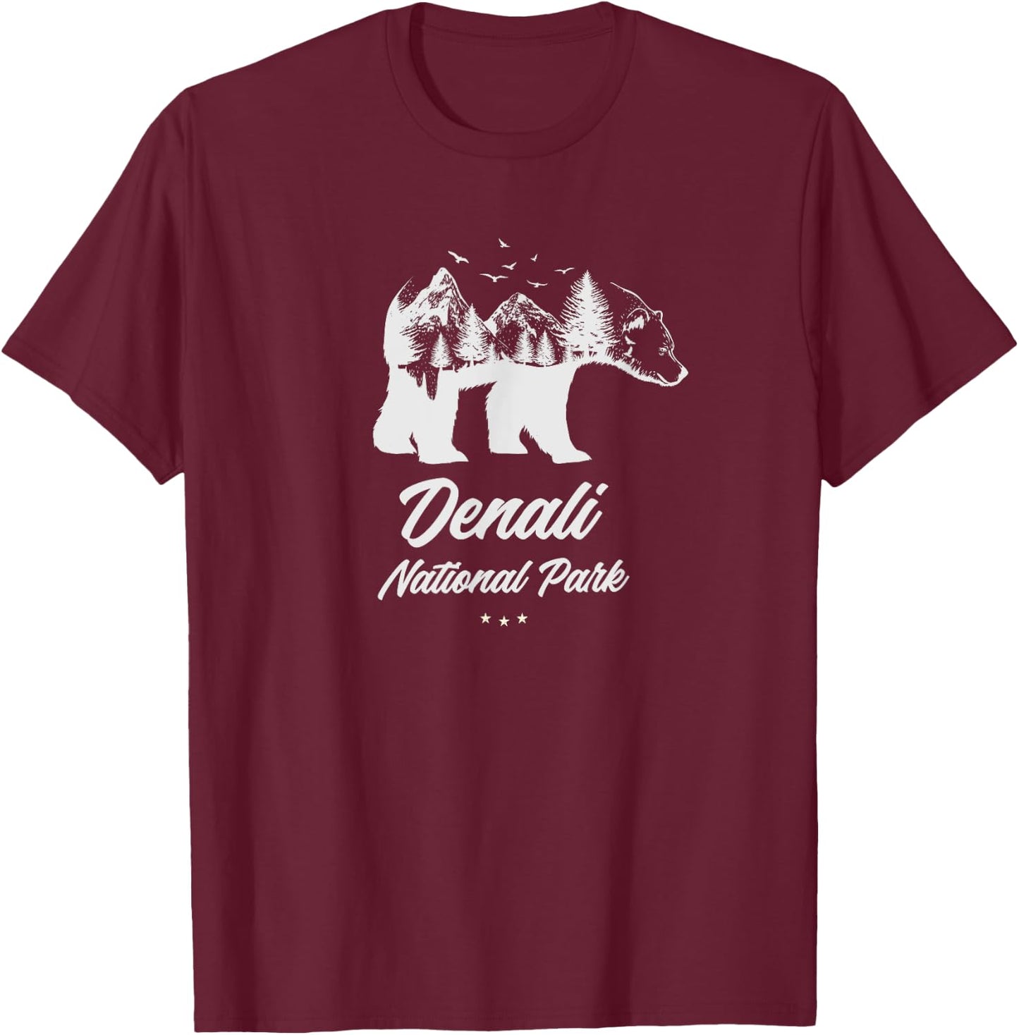 Denali - National Park Bear Souvenir T-Shirt - T-Shirt | Maroon