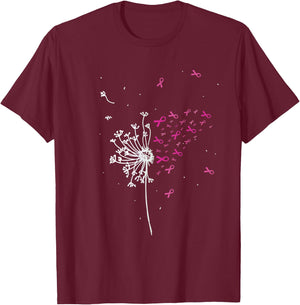 Dandelion Pink Ribbon Cool Breast Cancer Awareness Gifts T-Shirt - T-Shirt | Maroon