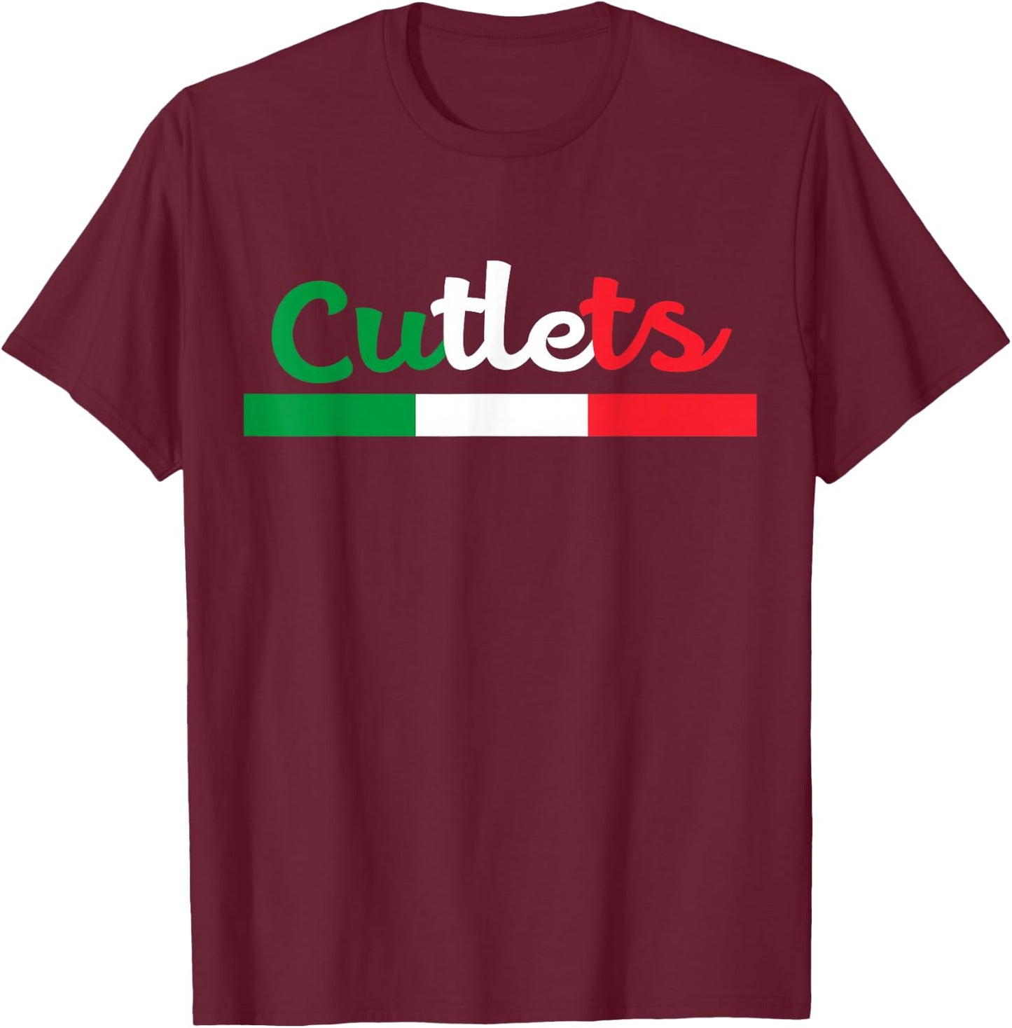 Cutlets Funny Italian Flag Football Design T-Shirt - T-Shirt | Maroon