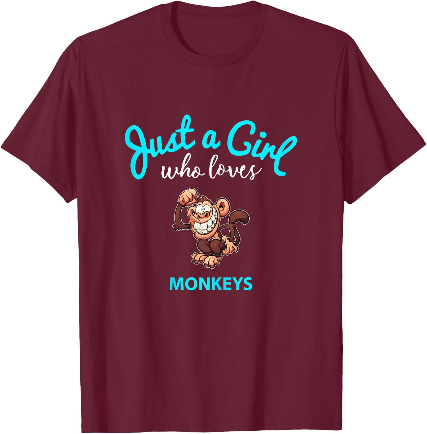 Monkey Shirt for Girls | Children's Monkey T-Shirt - T-Shirt | Maroon