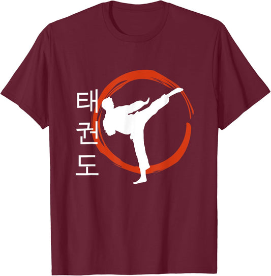 Taekwondo Tae Kwon Do Korean Characters T-Shirt - T-Shirt | Maroon