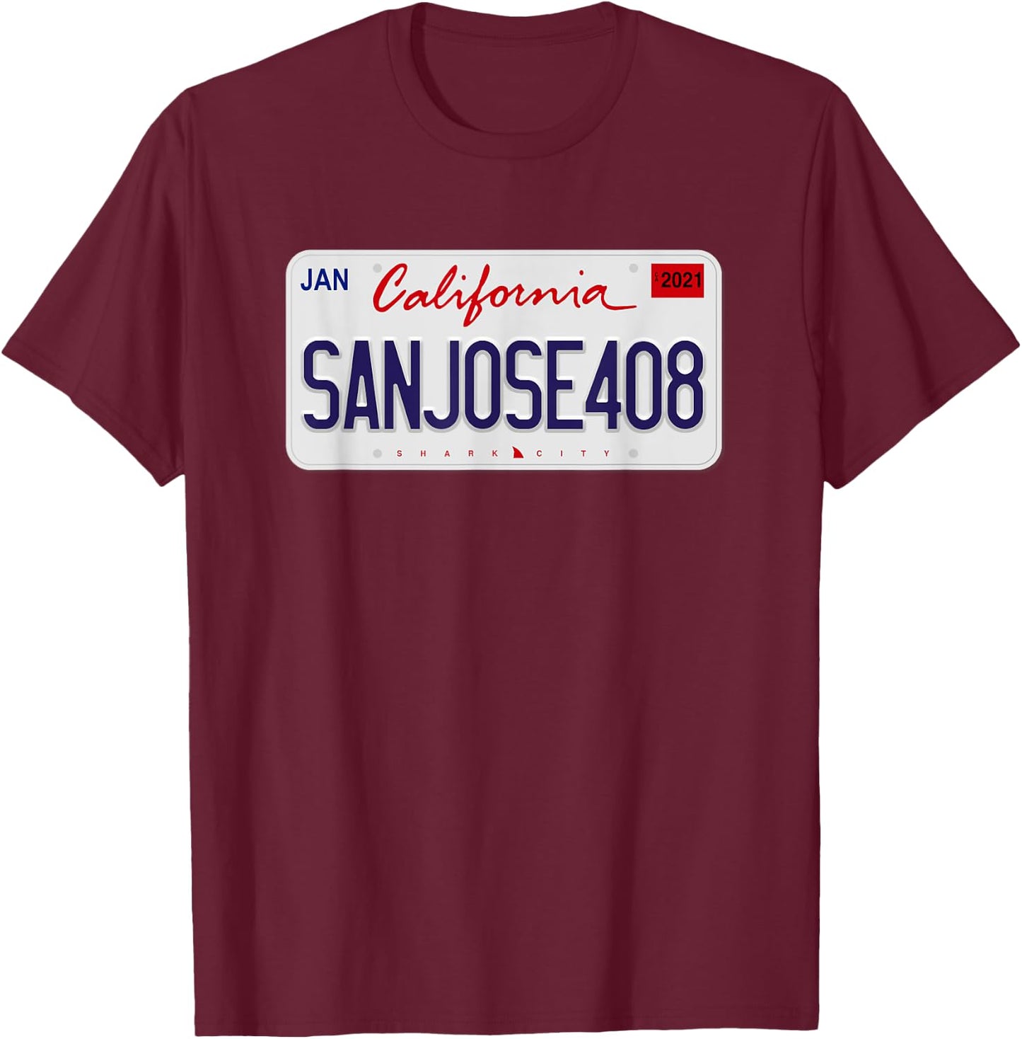 San Jose 408 Shirt, Shark City,Hella San Jose, Shark Tank SJ T-Shirt - T-Shirt | Maroon