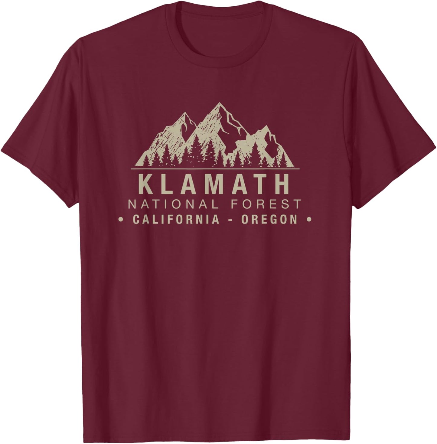 Klamath National Forest California Oregon T-Shirt - T-Shirt | Maroon