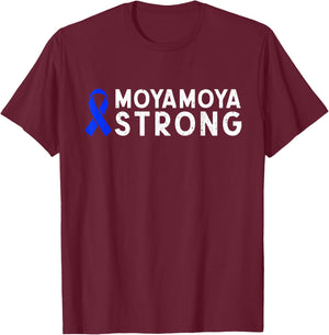 Moyamoya Disease Strong Cerebrovascular Blue Ribbon Warrior T-Shirt - T-Shirt | Maroon