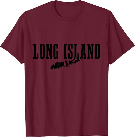 Long Island New York NY Vintage USA America Souvenir T-Shirt - T-Shirt | Maroon