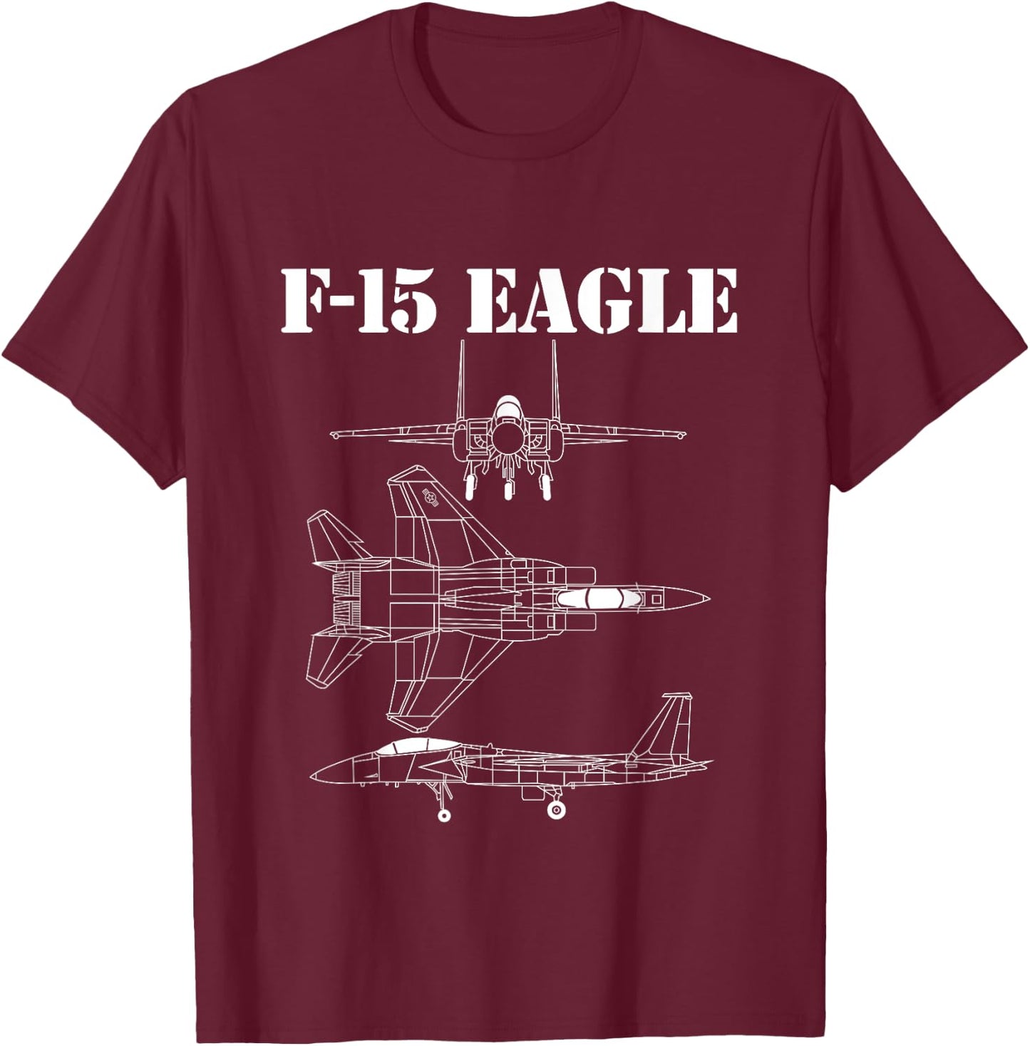 F-15 Eagle Fighter Jet Airplane Pilot Military Aircraft F15 T-Shirt - T-Shirt | Maroon