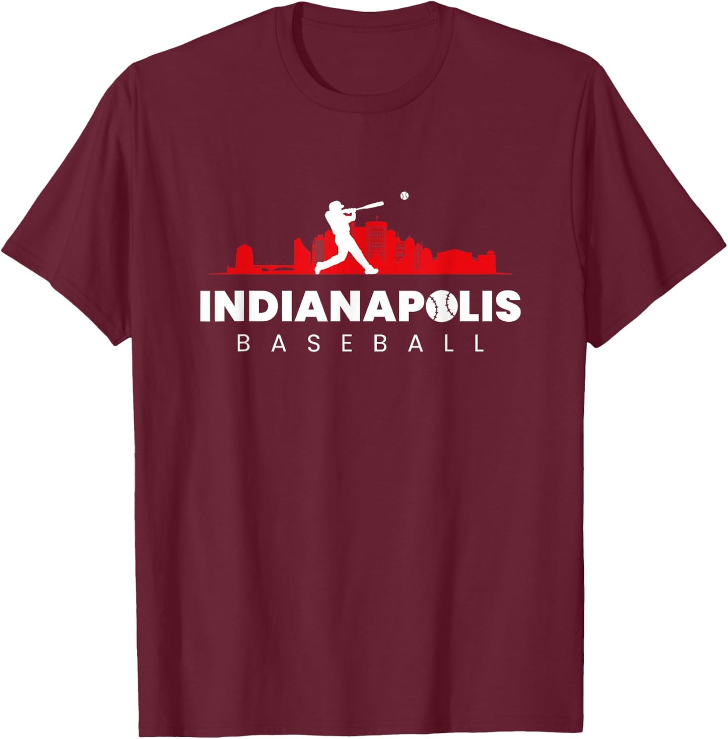Indianapolis Baseball Vintage Minimal Retro Baseball Lover T-Shirt - T-Shirt | Maroon