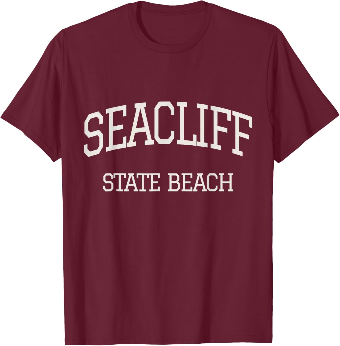 Vintage Seacliff State Beach Monterey CA California Coast T-Shirt - T-Shirt | Maroon